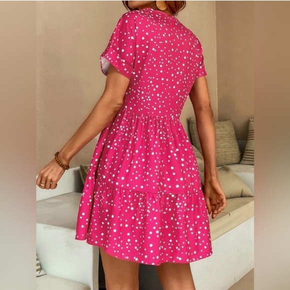 Shein Curve Pink Polka Dot Dress - Picture 2 of 7